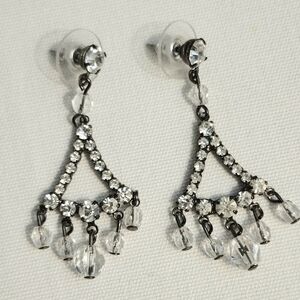Rosa Genuine Austrian Clear Crystal Chandelier Earrings With Gunmetal